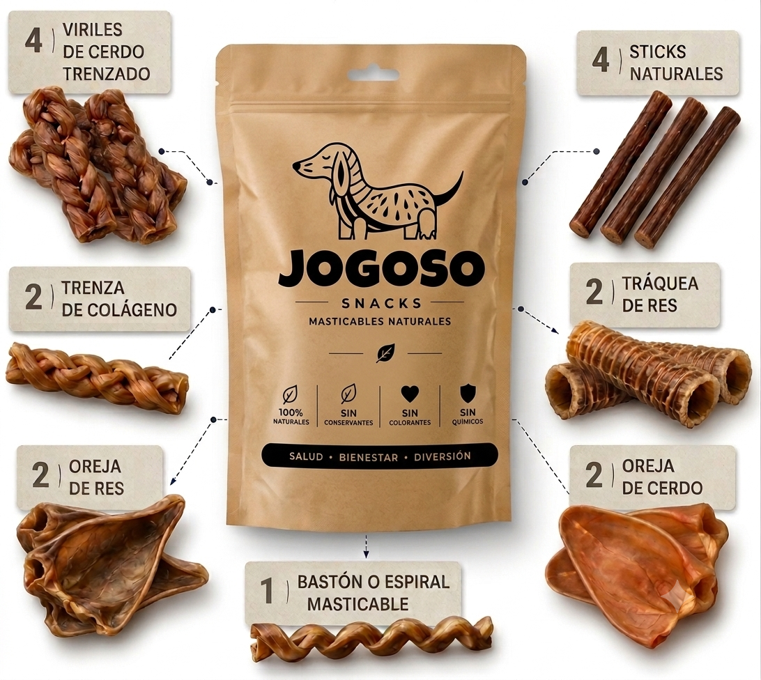 Kit Antiansiedad Jogoso x9 — Masticables Naturales + E-book "Guía básica para perros ansiosos y mordelones"