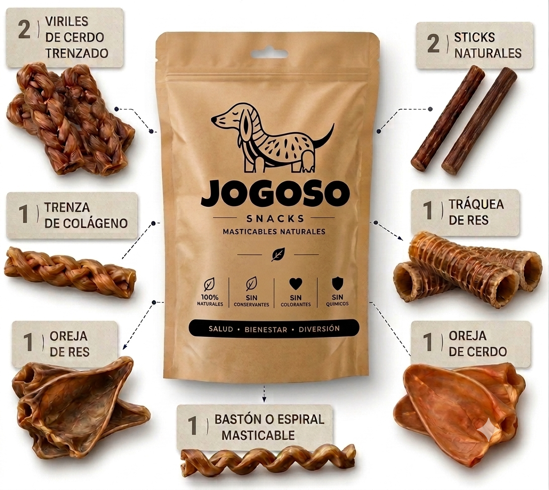 Kit Antiansiedad Jogoso x9 — Masticables Naturales + E-book "Guía básica para perros ansiosos y mordelones"
