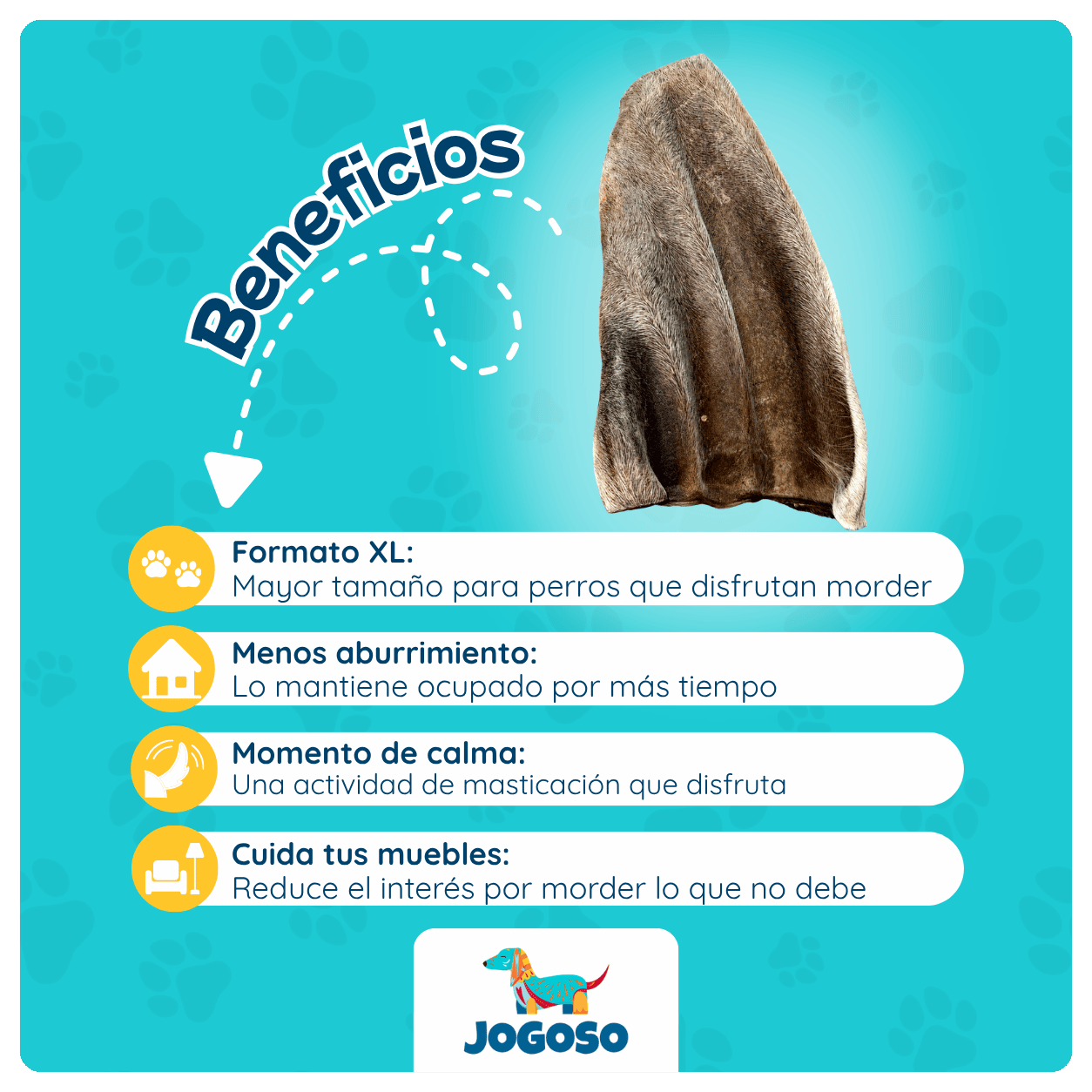 Oreja de Res con Pelo XL para Perros